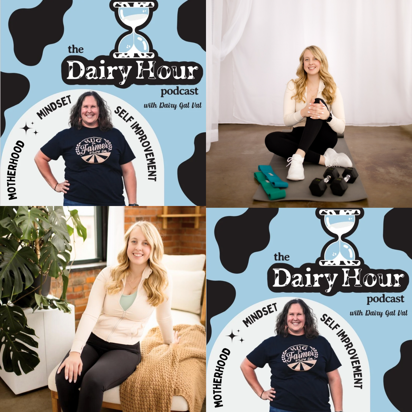 Prioritizing self care and fitness Featured image photo collage of Lindsey Sherman and Dairy Gal Val on The Dairy Hour Podcast