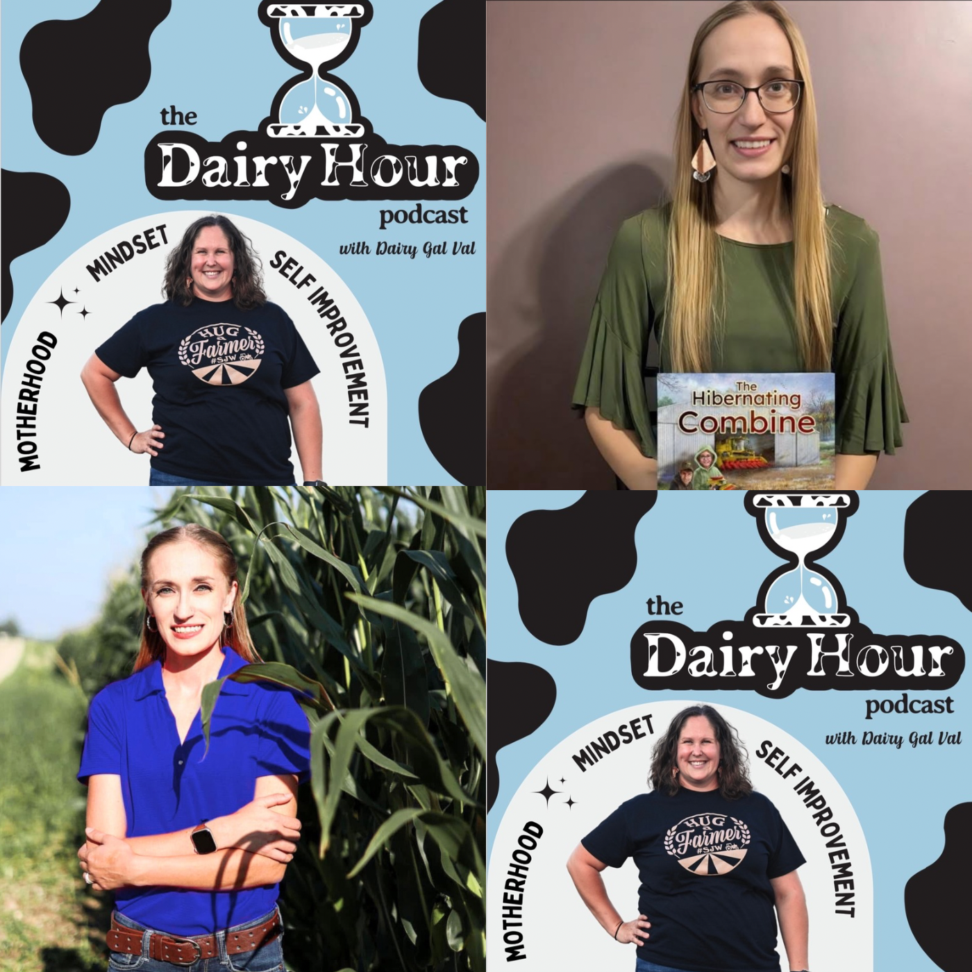 Finding her voice square image photo collage of Kathryn Christie’s Story of Farming, Parenting, and Writing and Dairy Gal Val on The Dairy Hour Podcast